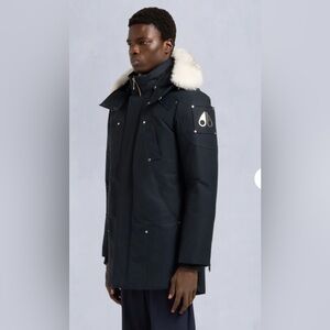 Moose Knuckles Men's Dark Blue Puffer with Fur Hood